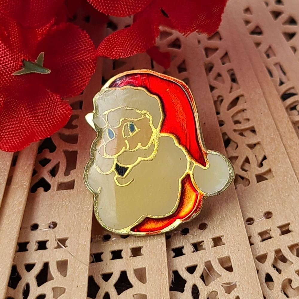Unique Vintage Santa Claus Pin - Red and Gold - Picture 2 of 7